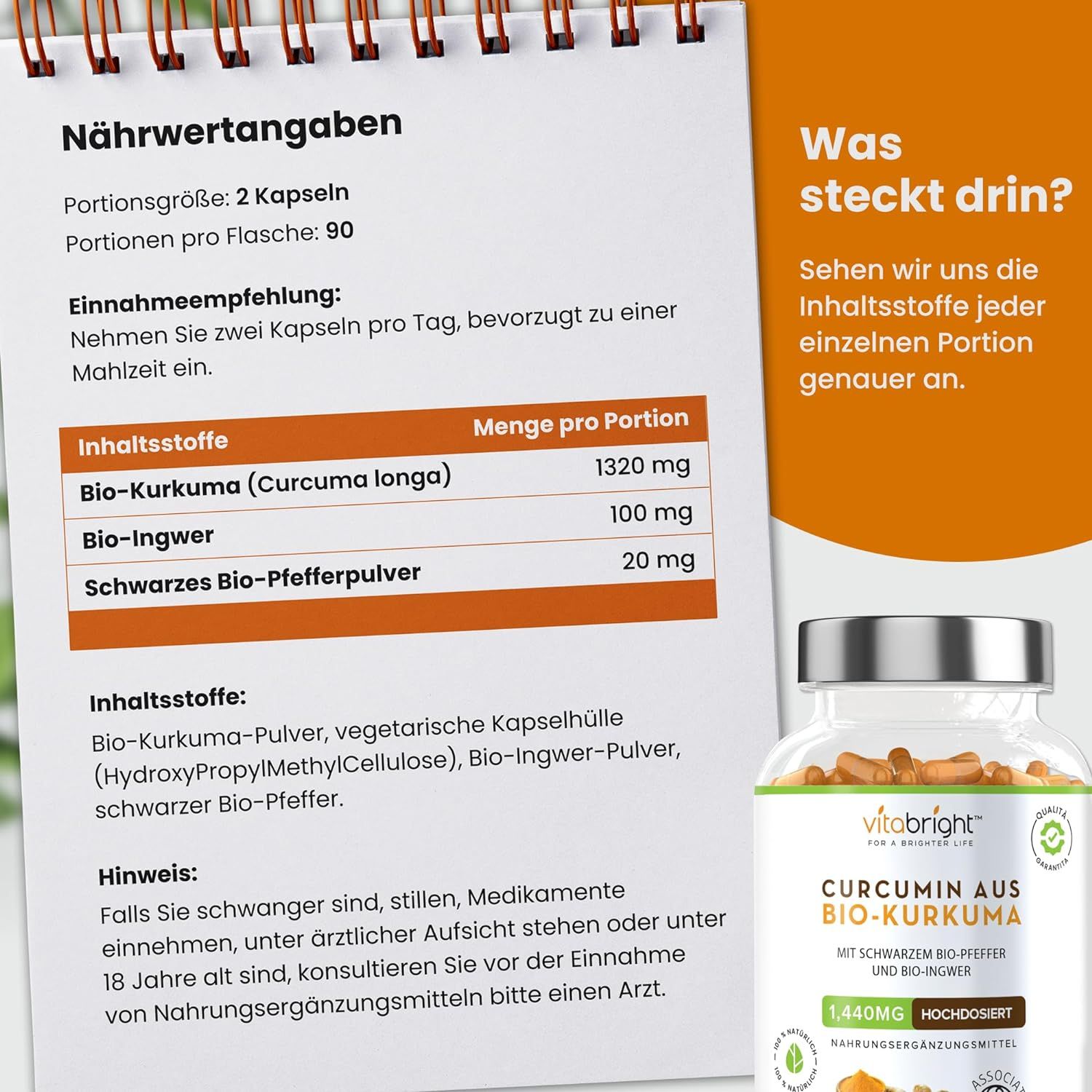 VitaBright Kurkuma Kapseln Bio