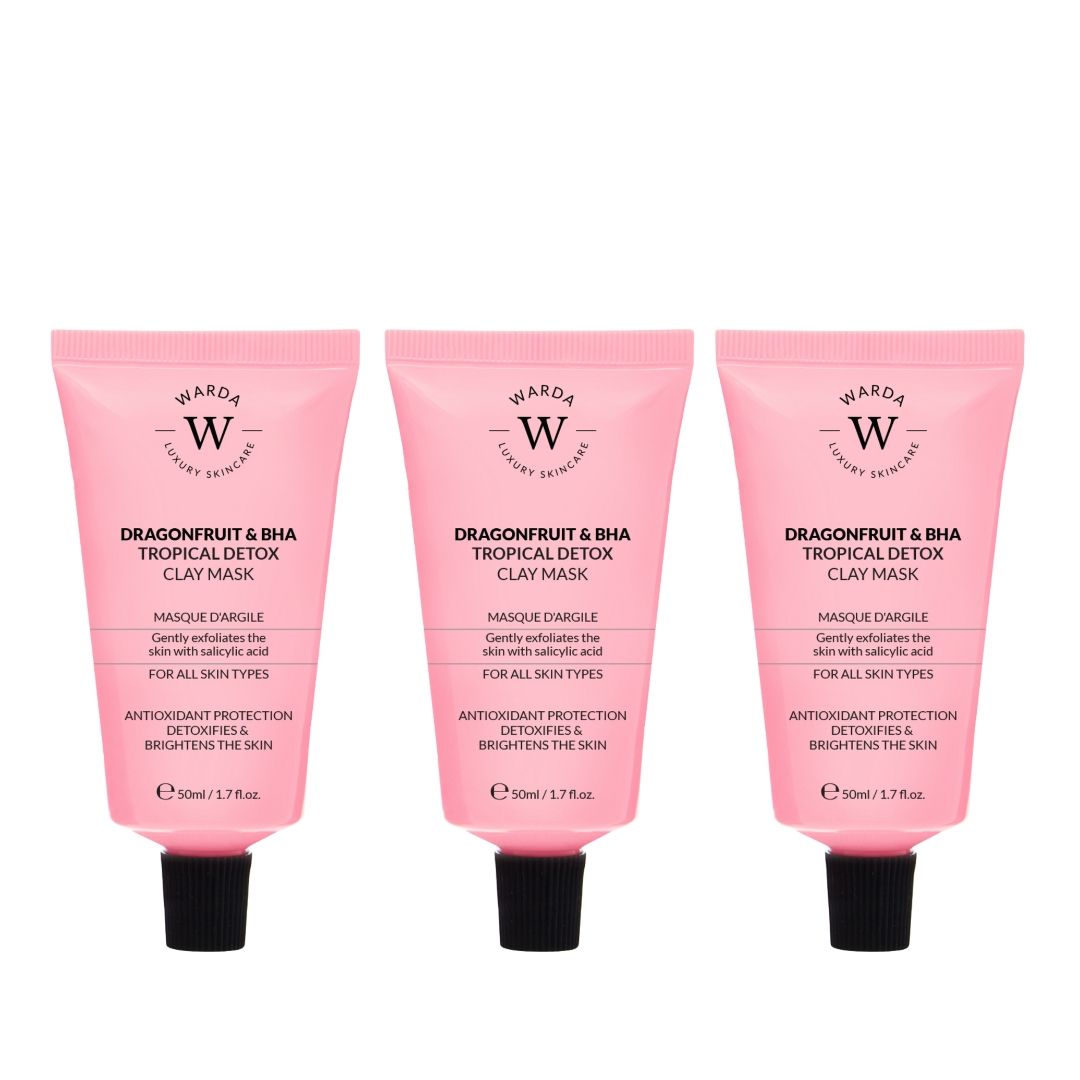 Warda Luxury Skincare Trio di maschere all'argilla disintossicanti al frutto del drago e BHA