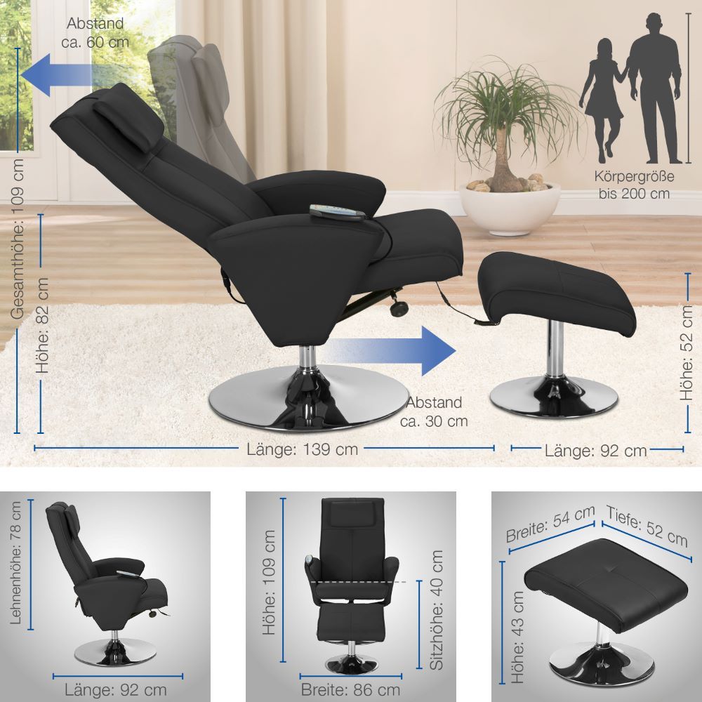 aktivshop Relaxsessel mit Massagefunktion & Hocker »Design«