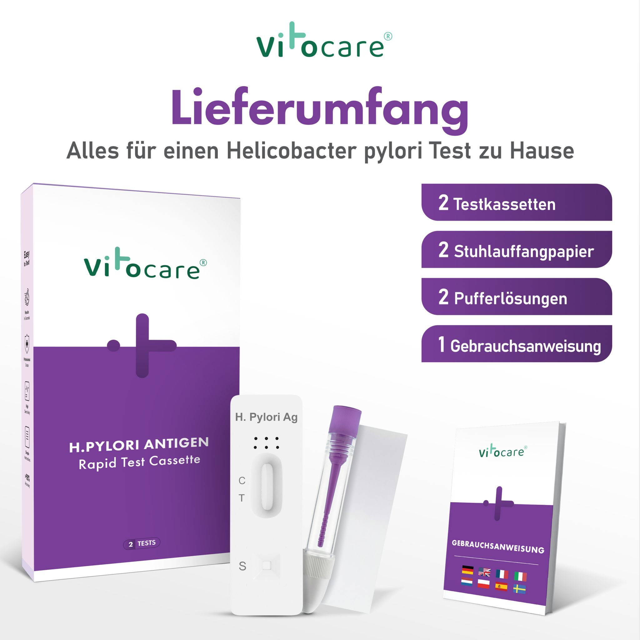 Vitocare Helicobacter Pylori Test - Stuhltest Magenbakterien