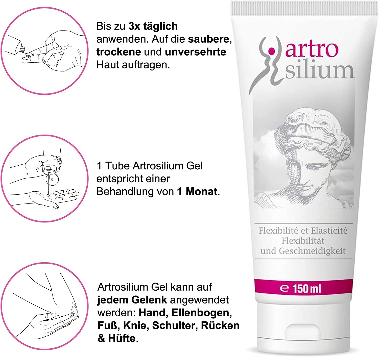 Artrosilium Organisches Silizium Gel - Silicium Gelenk Gel zum Einmassieren