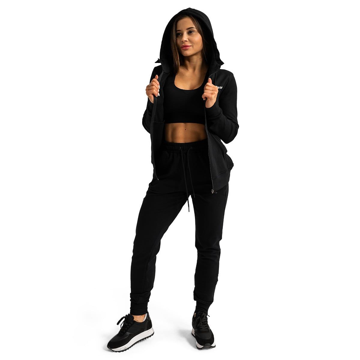 GymBeam Jogginghose Damen Slim mit Kordelzug und Reißverschlusstaschen Black