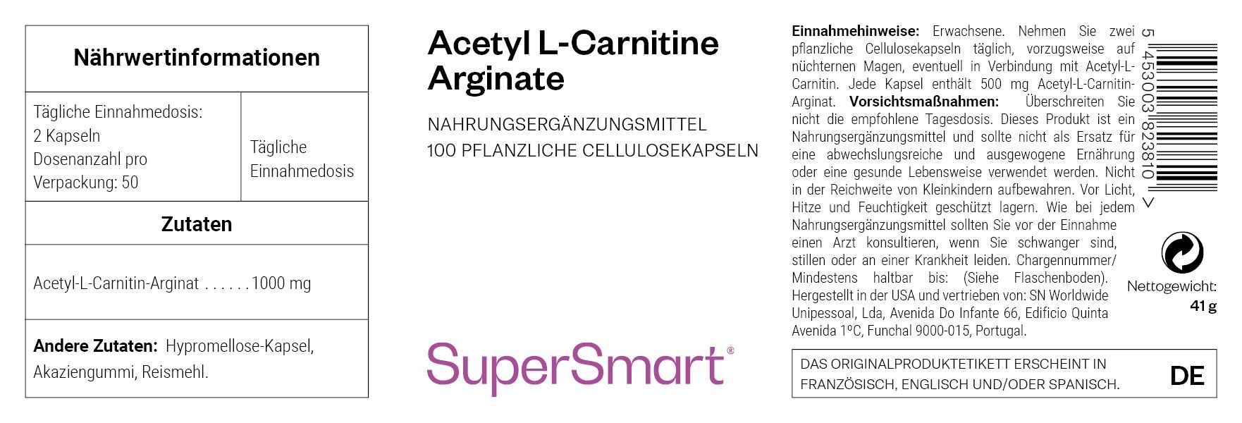 Acetyl-L-Carnitin-Arginat - SuperSmart