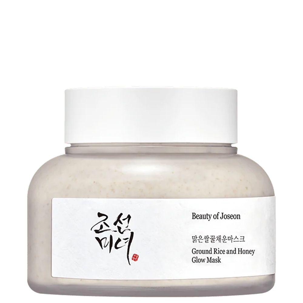 Vorderansicht des Behälters der BEAUTY OF JOSEON Ground Rice and Honey Glow Mask.