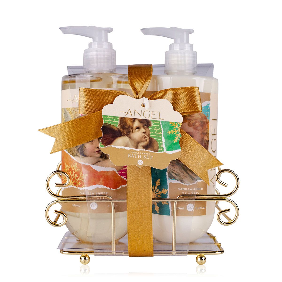 Accentra Handpflegeset Angel Vanilla-Amber im goldenem Drahtkorb 520 ml
