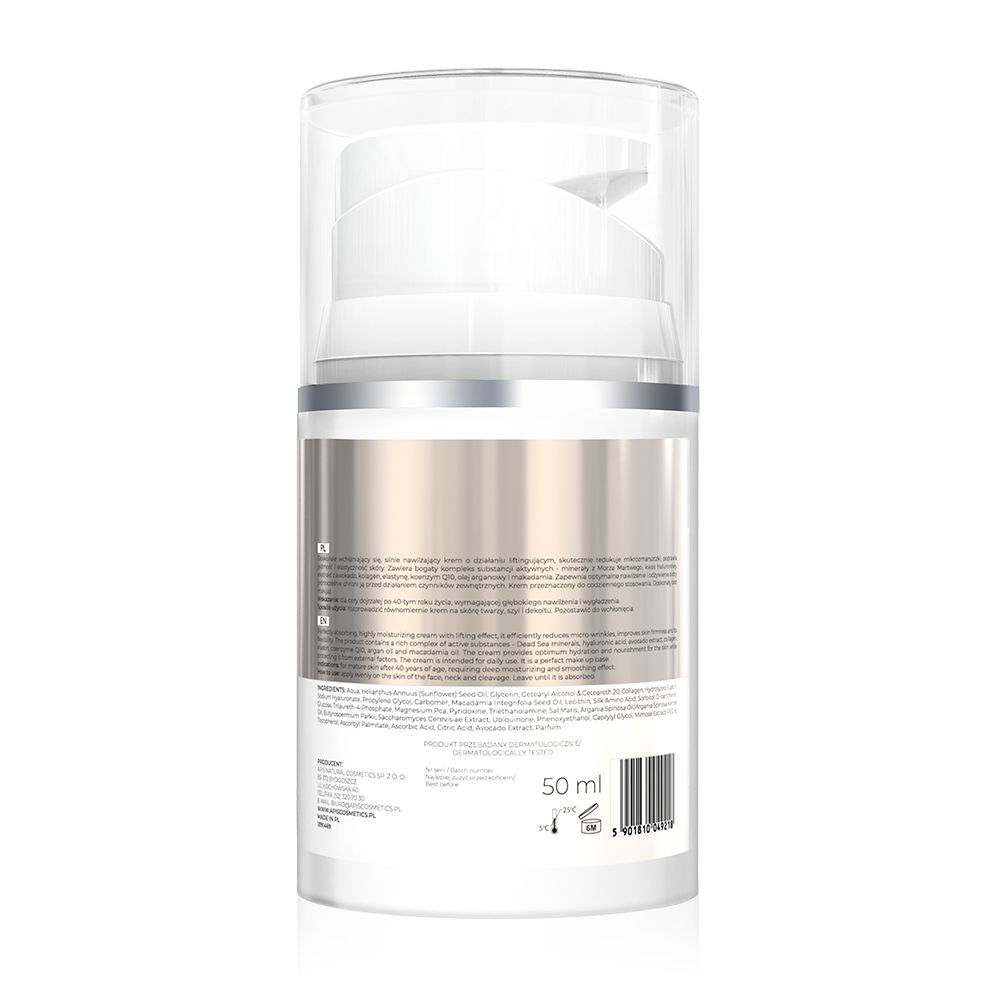 Creme-Spender, Rückseite mit Text und Barcode. Aufschrift: 50 ml.