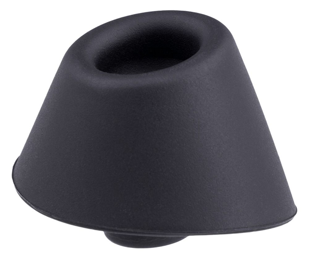 Schwarze Ersatzkappe in Kegelform. Oben mit Öffnung, unten abgerundet. Auf weißem Hintergrund.