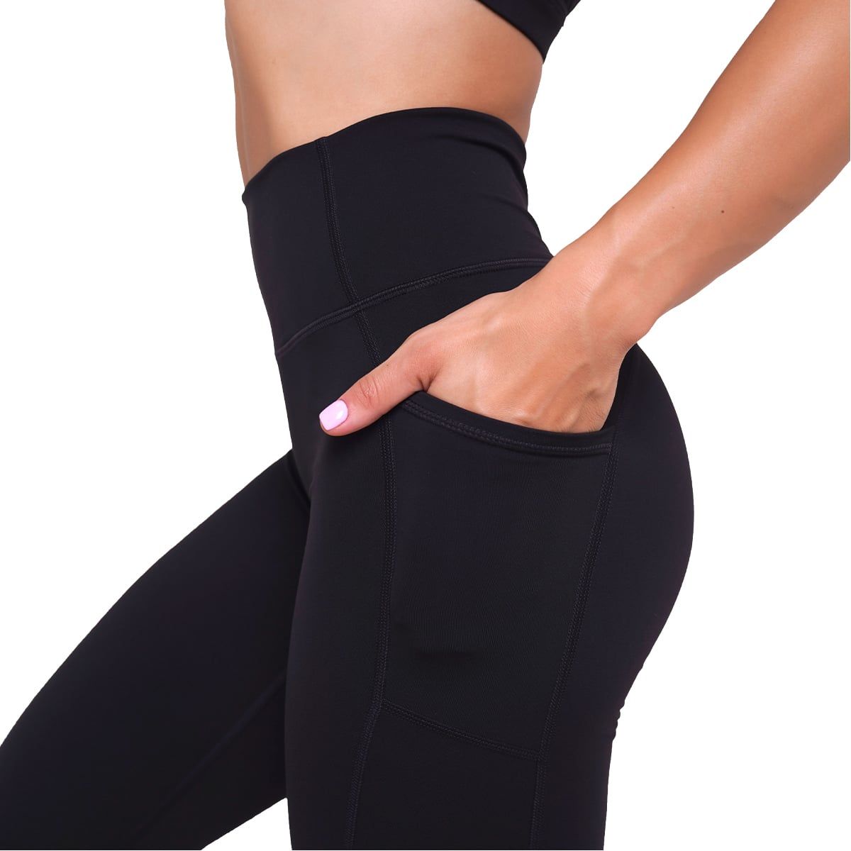 GymBeam Leggings Damen mit hoher Taille, Seitentaschen und Ignite Modell Schwarz