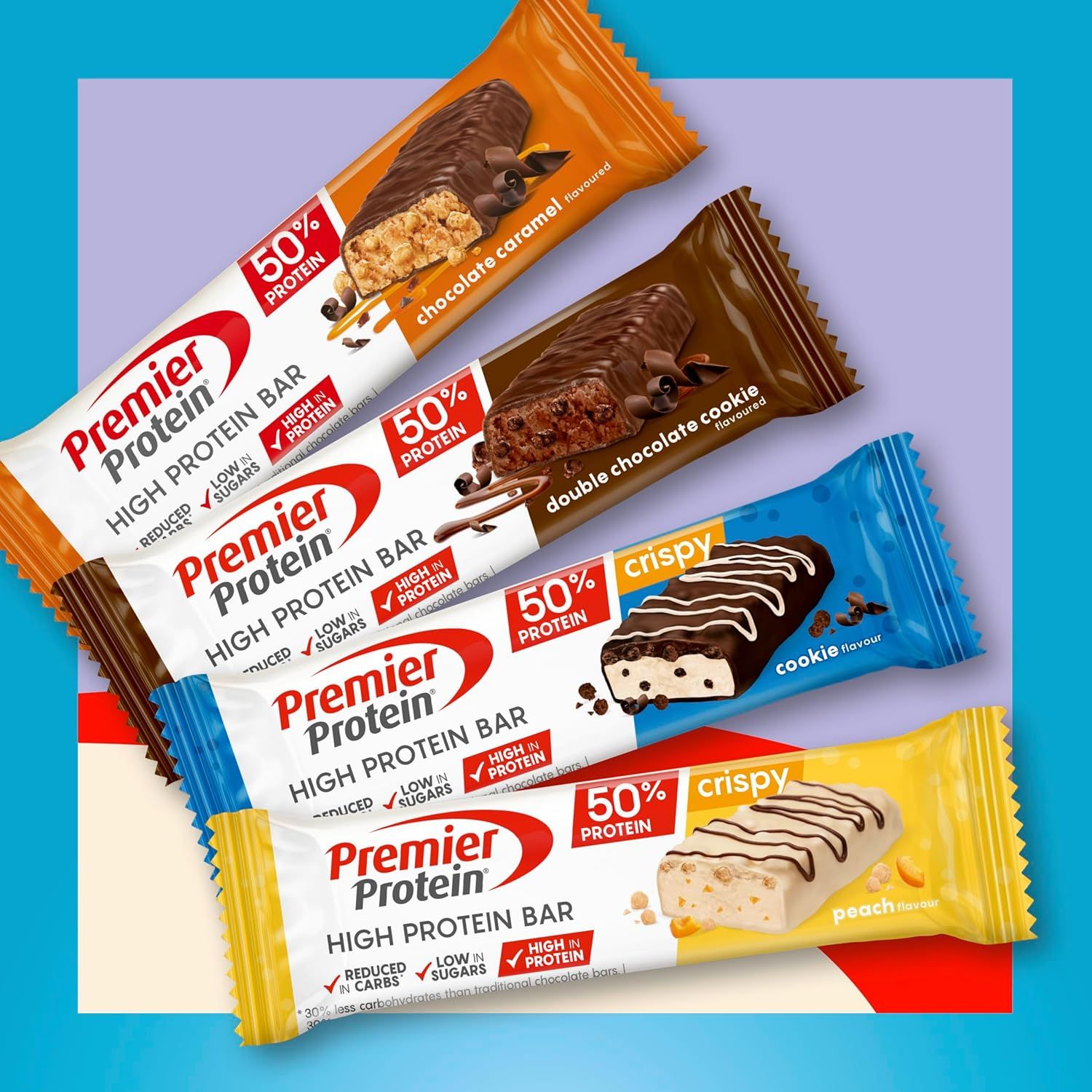 Premier Protein High Protein Bar 50% Peach Crispie 16x40g