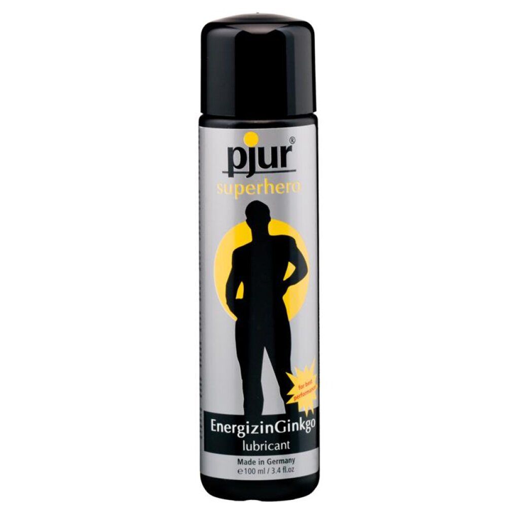 pjur® SUPERHERO Energizing Ginkgo Gleitmittel, 100ml Flasche.