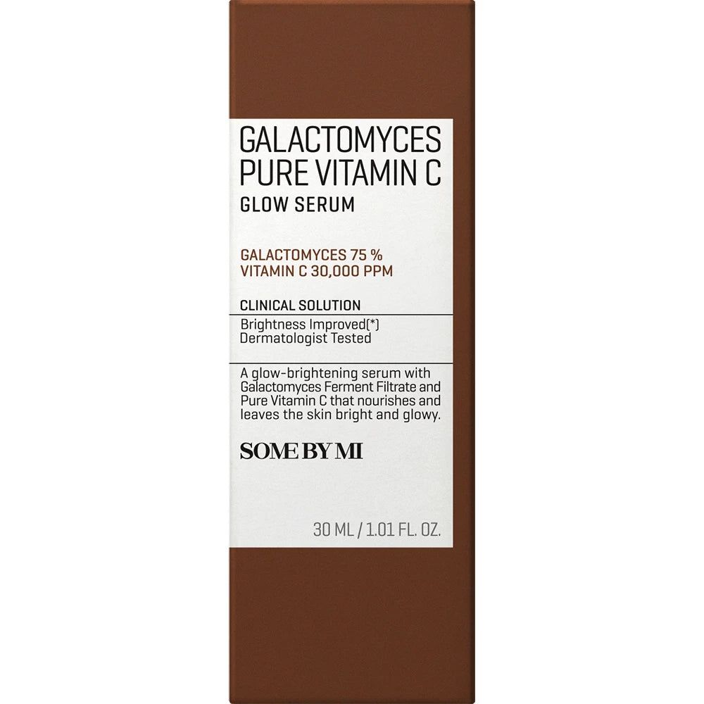 Produktverpackung. Braune Schachtel mit Produktinformationen. Text: Galactomyces Pure Vitamin C Glow Serum.