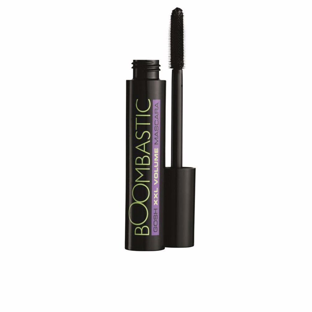 Schwarze Mascara-Tube mit geöffneter Bürste. Aufschrift: BOOMBASTIC XXL VOLUME MASCARA.