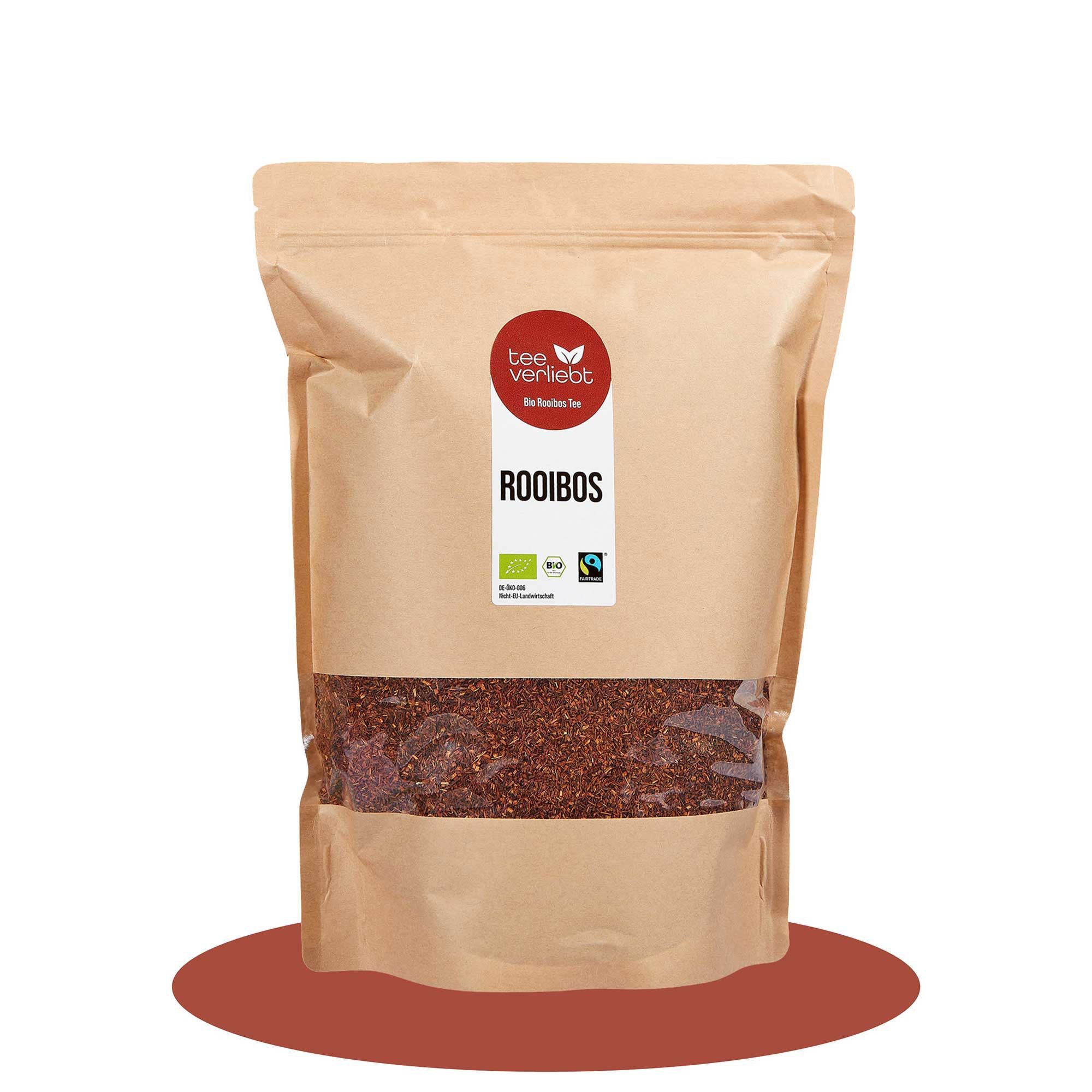 teeverliebt - Rooibos Bio & Fairtrade loser Rooibostee Großpackung I Koffeinfrei – ideal f. Abends