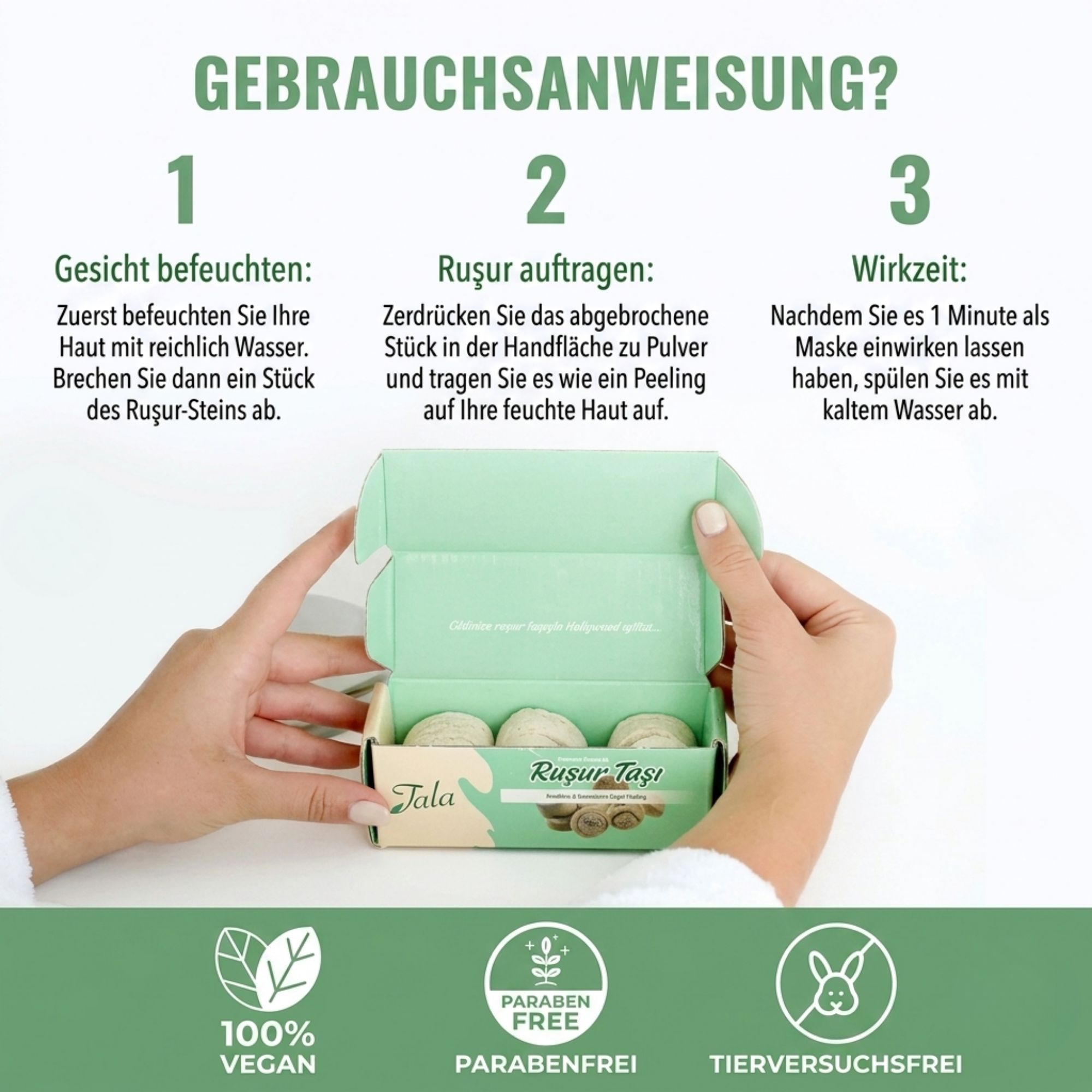 Tala Rusur-Stein Roshoor Peeling für Gesicht & Körper, Natürliches Hamam-Peeling, Peelingstein