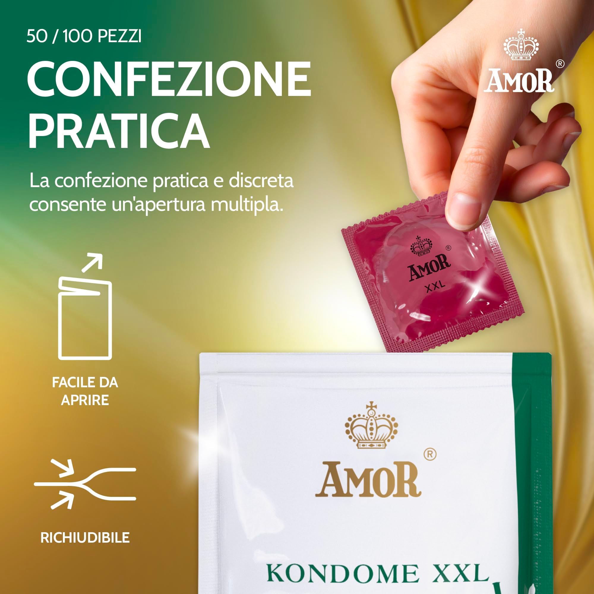Amor XXL Kondom: 54 mm, extra groß. 100 Stück. Premium Kondome.