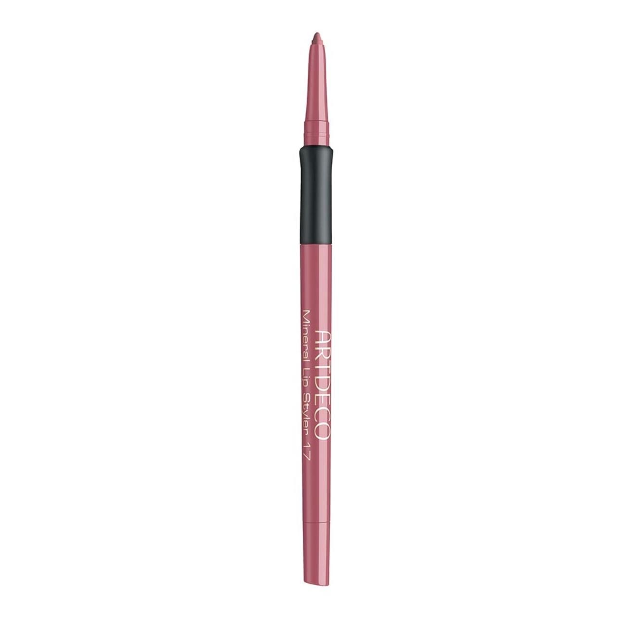 Lippenstift von Artdeco. Rosa Stift mit schwarzem Mittelteil. Aufschrift: Mineral Lip Styler 17.