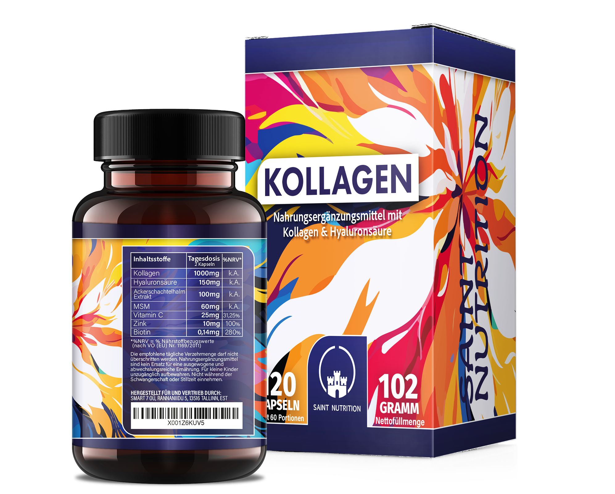 Saint Nutrition® | Kollagen & Hyaluron Kapseln | 1000 mg