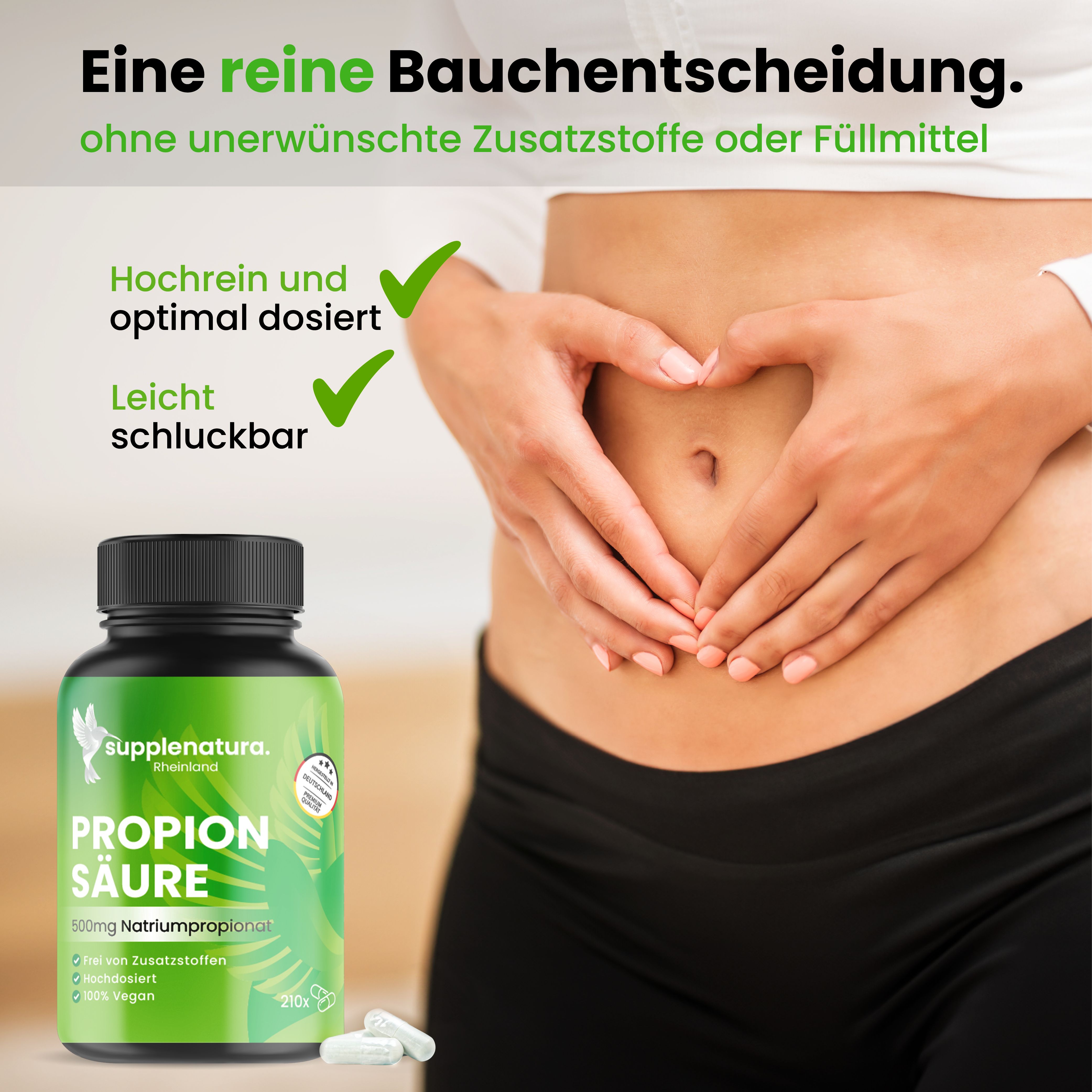 supplenatura Rheinland® Propionsäure Kapseln | Premium: 500mg hochreines Natriumpropionat 210 St