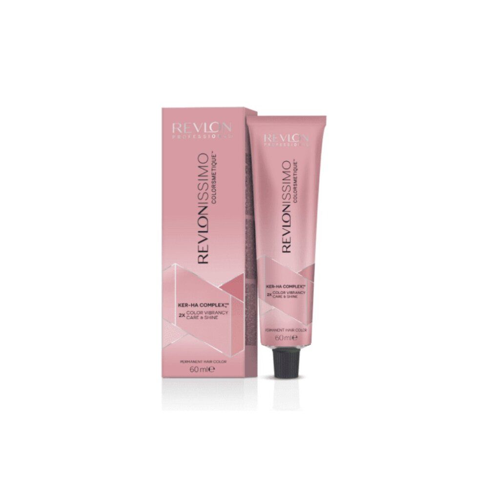 Rosa Verpackung und Tube. Aufschrift: REVLONISSIMO COLORSMETIQUE. Enthält 60 ml. Mit schwarzem Verschluss.