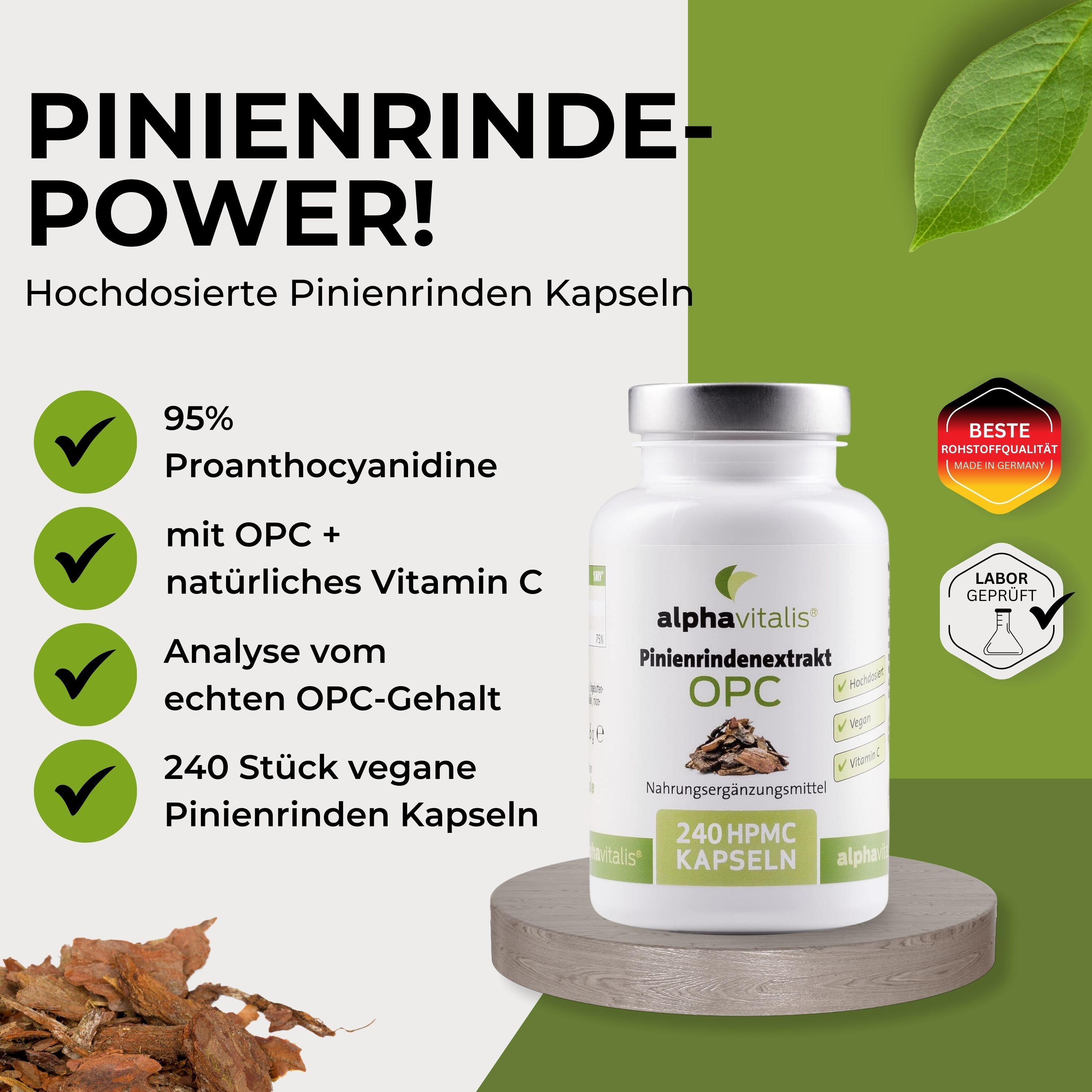Alphavitalis® Pinienrindenxtrakt OPC mit Vitamin C Kapseln