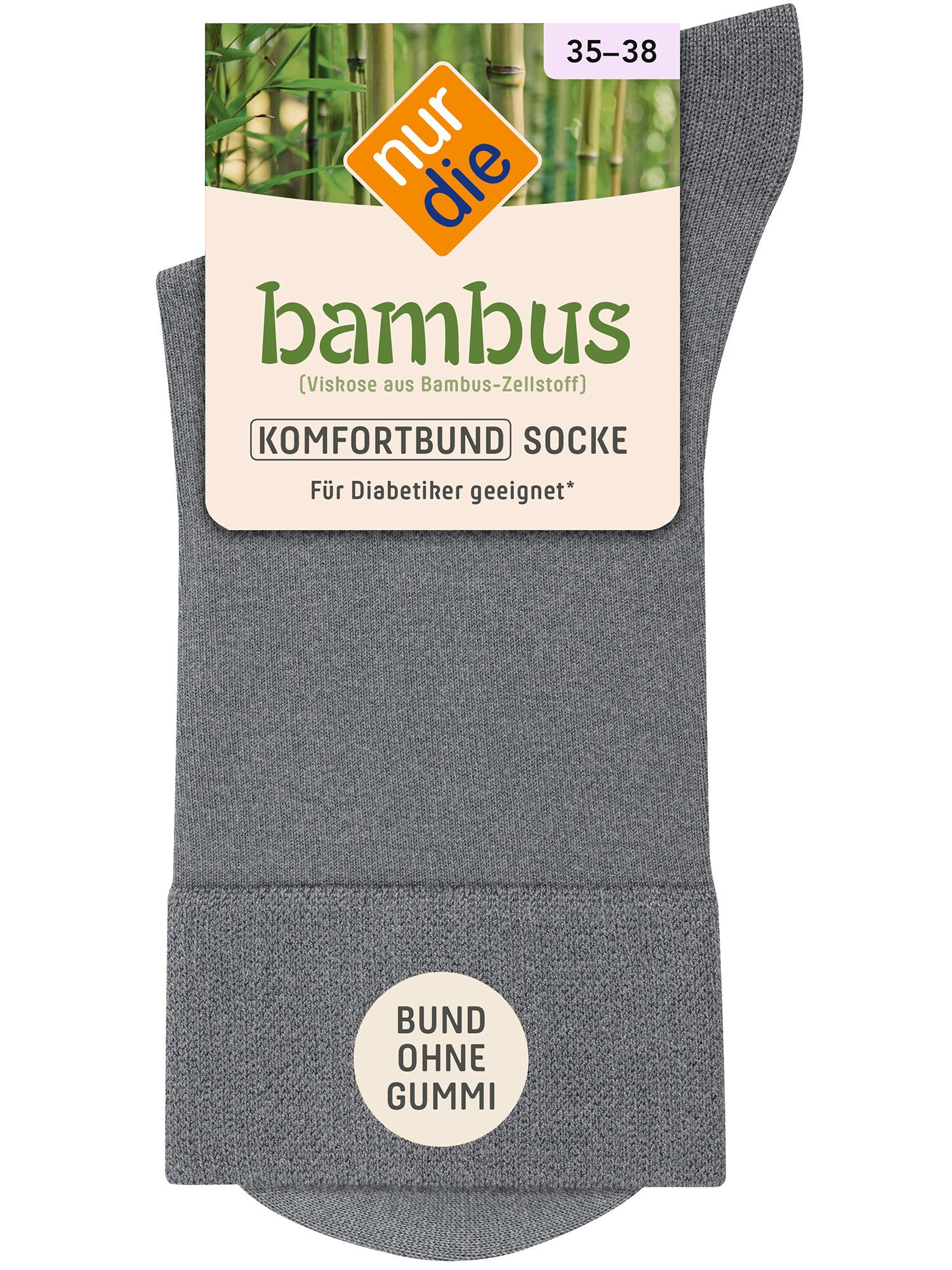 NUR DIE Socke Komfort Bund Bambus* hellgraumeliert 3942 1 St