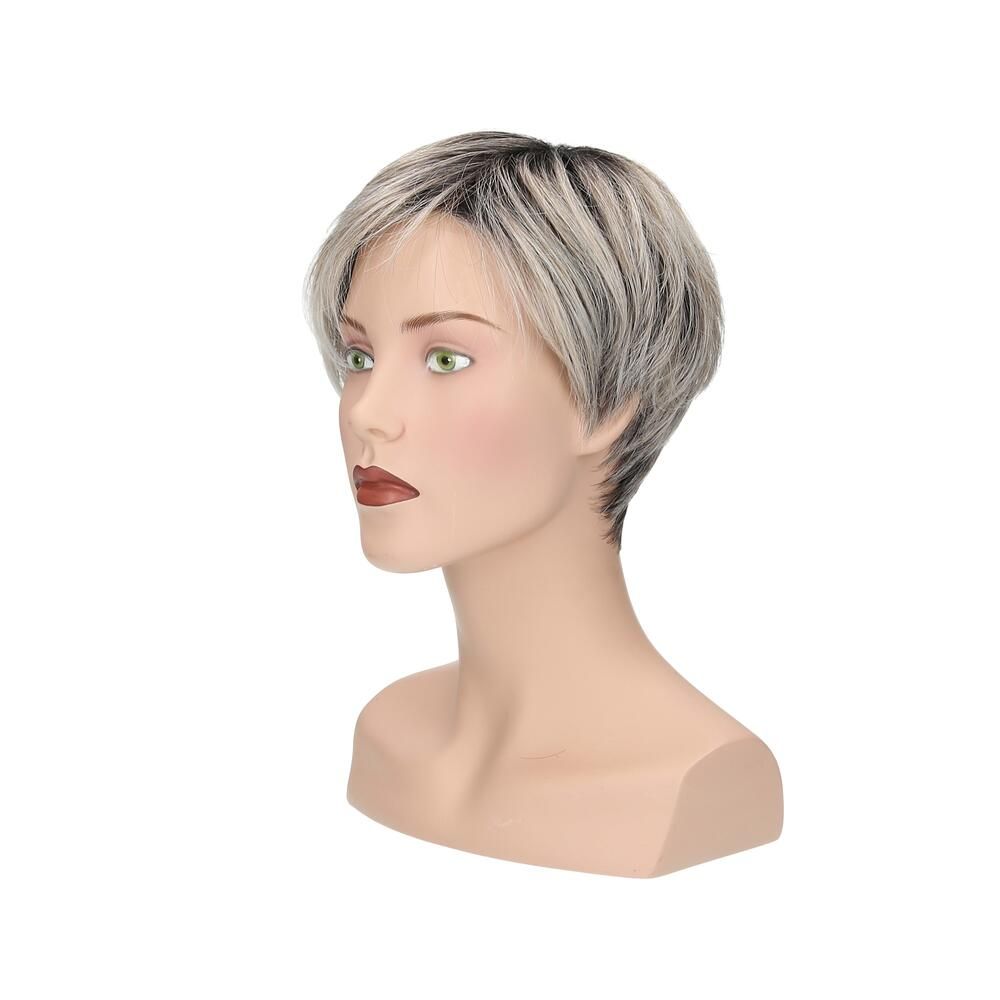 Perücke Magnolie von Lofty. Kurzer, grauer Bob-Schnitt auf einer Schaufensterpuppe. Seitenansicht.