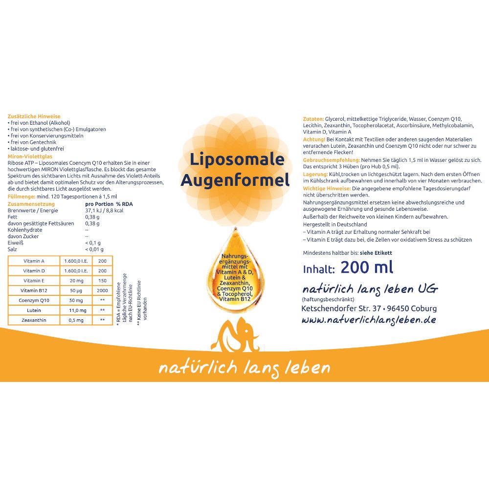 natürlich lang leben Liposomale Augenformel