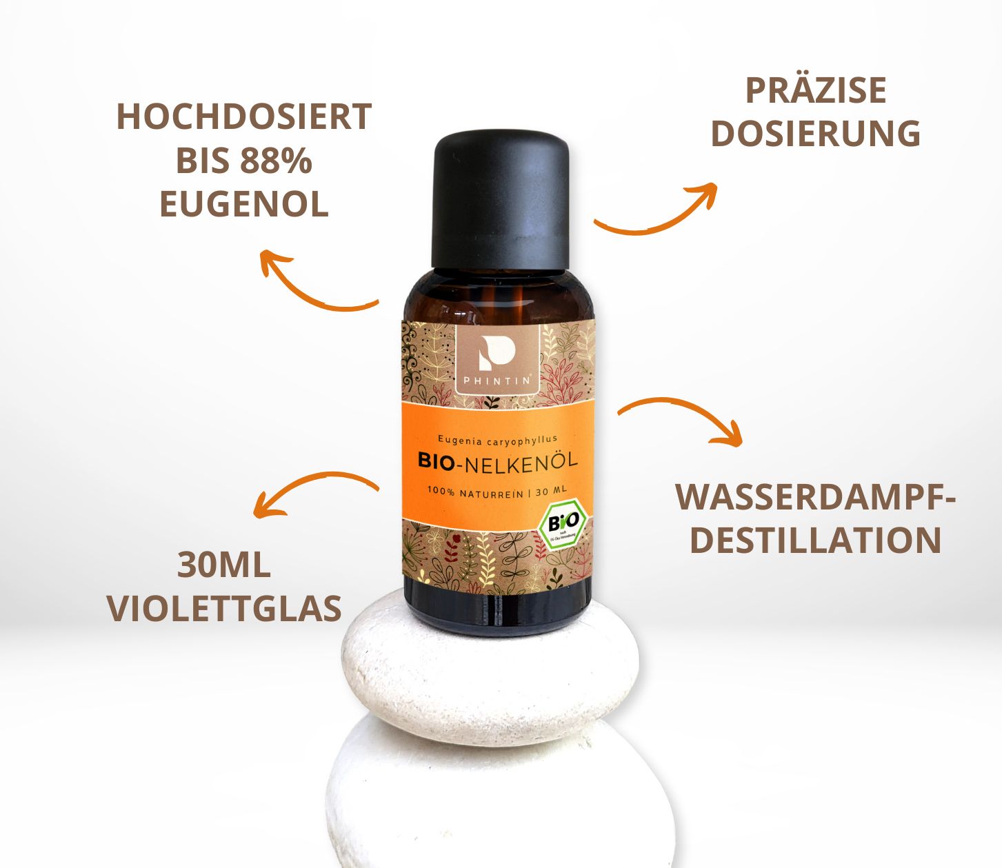 PHINTIN Bio Nelkenöl – 100 % naturrein, ätherisches Öl (Lebensmittelqualität)
