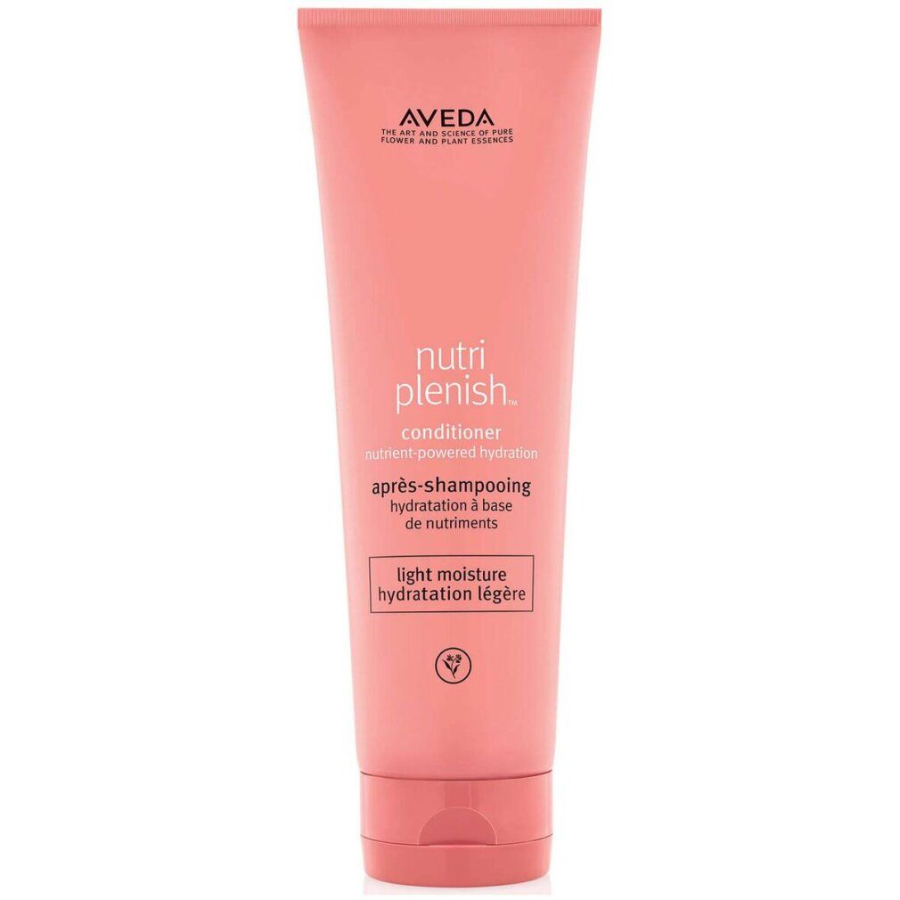 Aveda Nutriplenish Balsamo Idratante Leggero. Rosa Tube mit Schriftzug. Produktname und Marke deutlich sichtbar.
