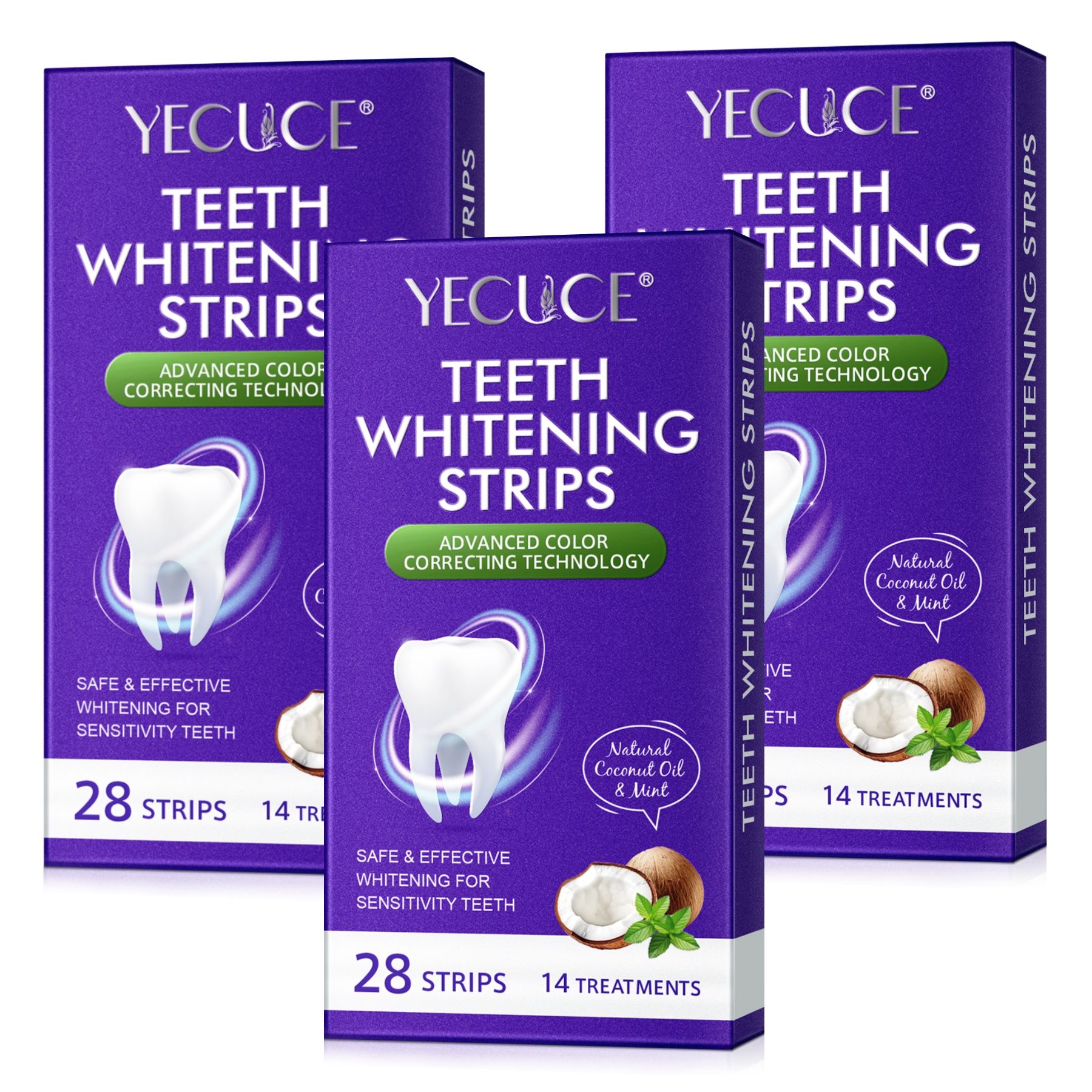 P-beauty Zahnaufhellung Whitening Strips Zahnbleaching Bleaching Kokosöl Minze 3x28 St Streifen