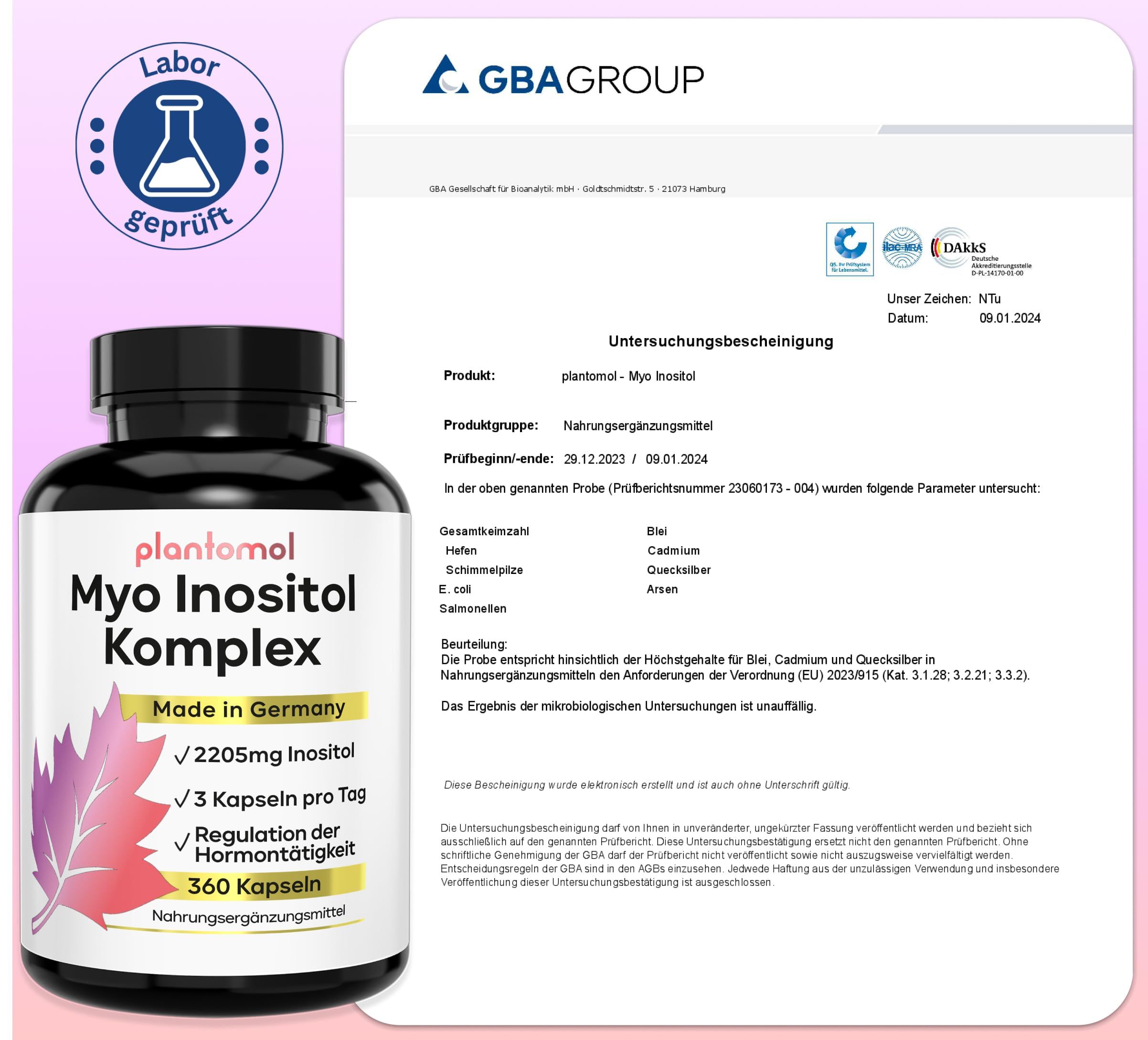 plantomol® Myo Inositol kombiniert D-Chrio-Inositol sowie Chrom B6 & Folsäure
