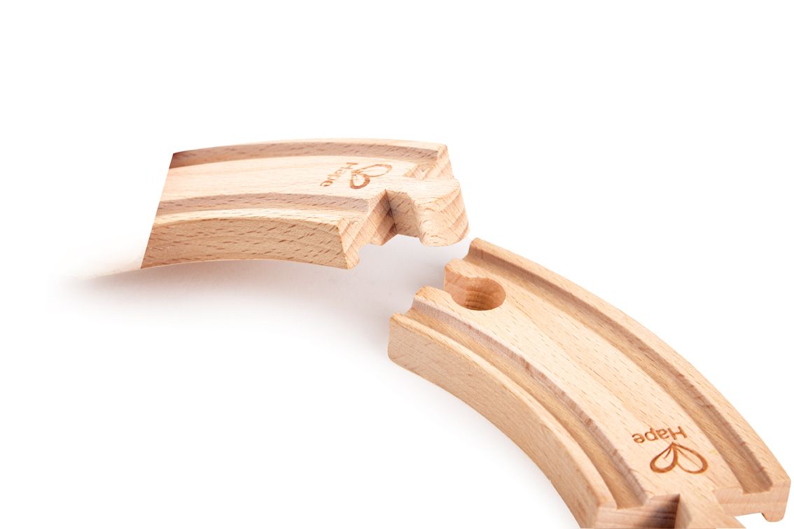 Hape Kurze Eisenbahnkurvenschienen, 4 Stück