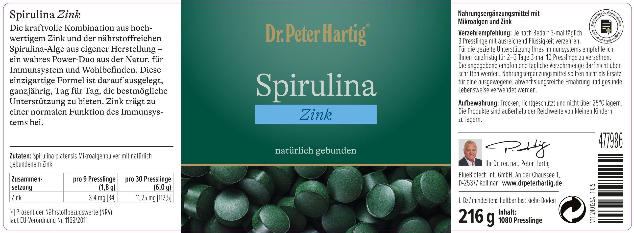 Dr. Peter Hartig Spirulina Zink