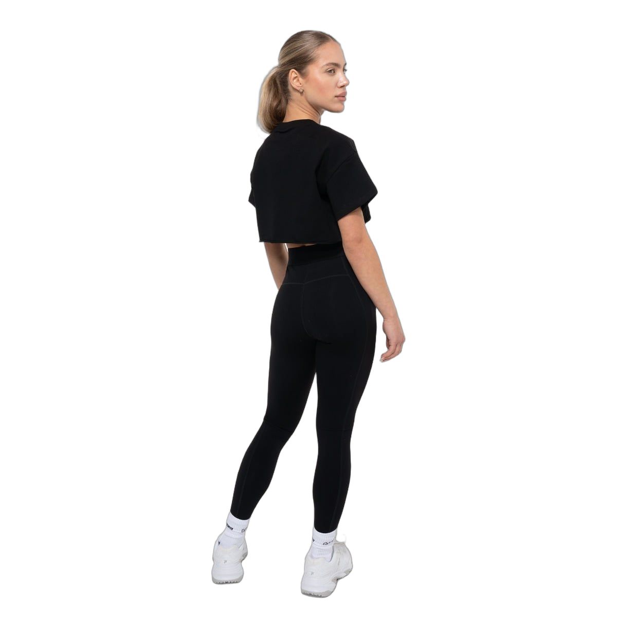 GymBeam T-Shirt Damen cropped oversized mit Rundhalsausschnitt in Schwarz