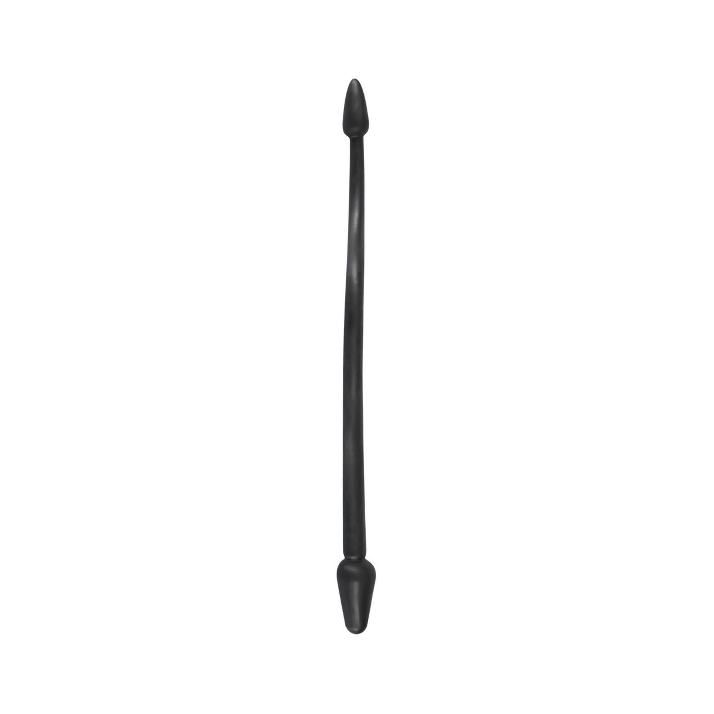 Schwarzer Dildo mit konischen Enden, gerader Schaft.