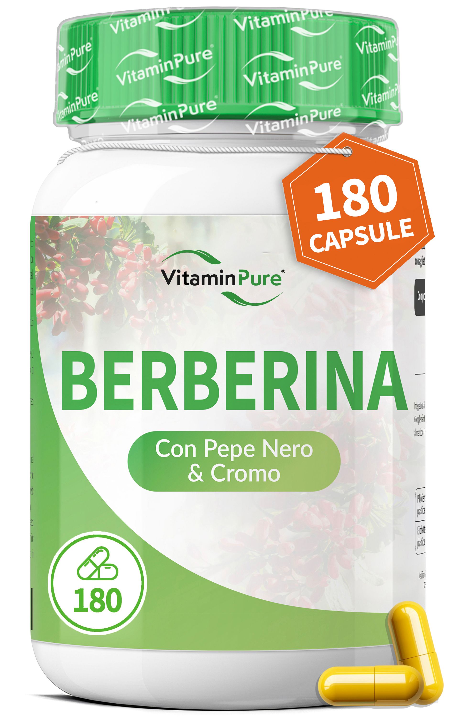 Berberina HCL 1000 mg Per Controllo Colesterolo e Glicemia, VitaminPure®
