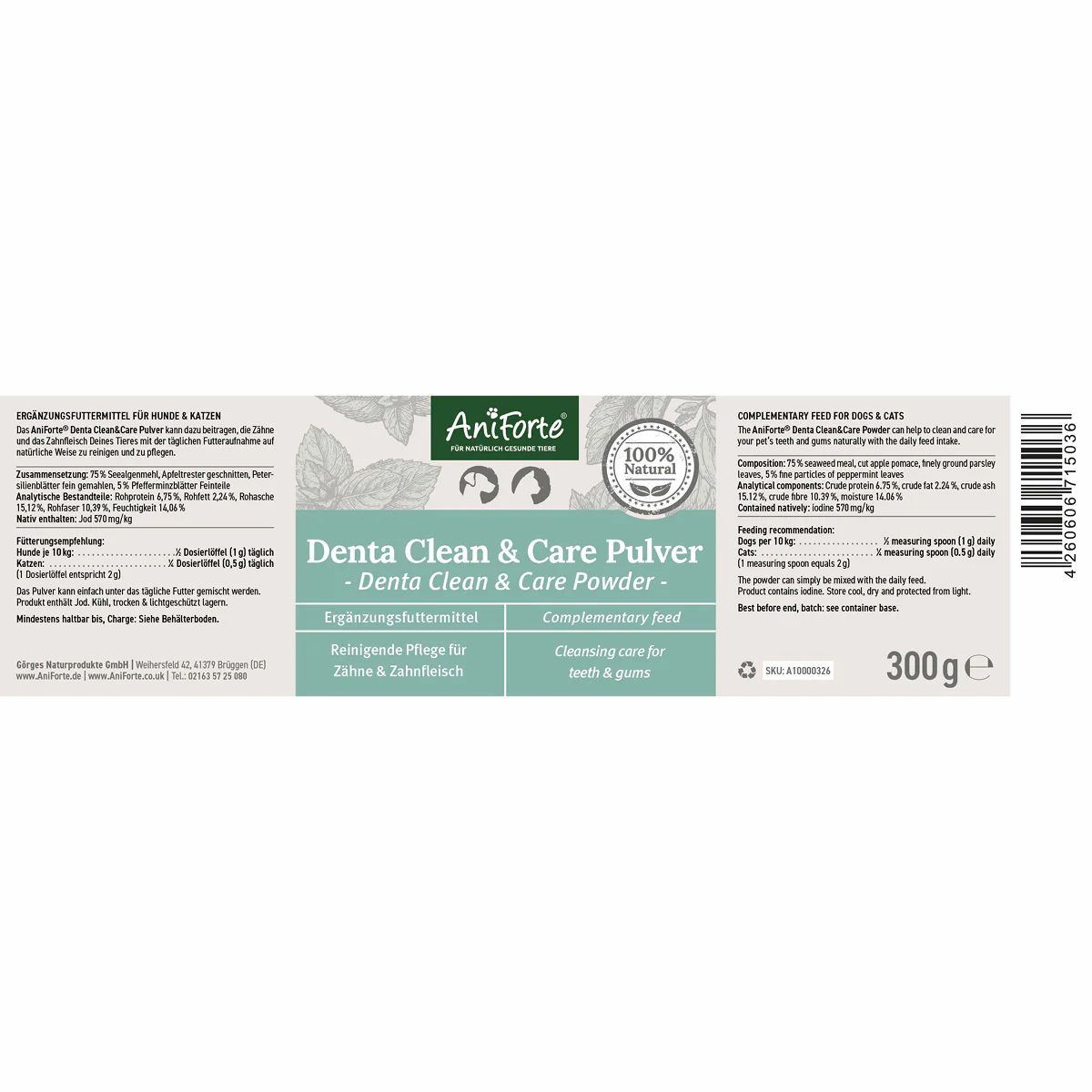 AniForte Denta Clean & Care Zahnpflege Pulver