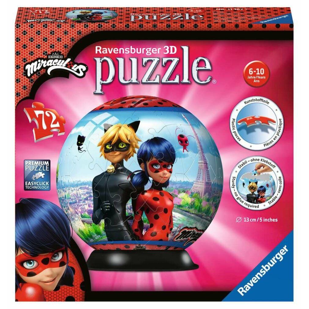 ravensburger Puzzleball Magic Marienkäfer und schwarze Katze 72 Teile