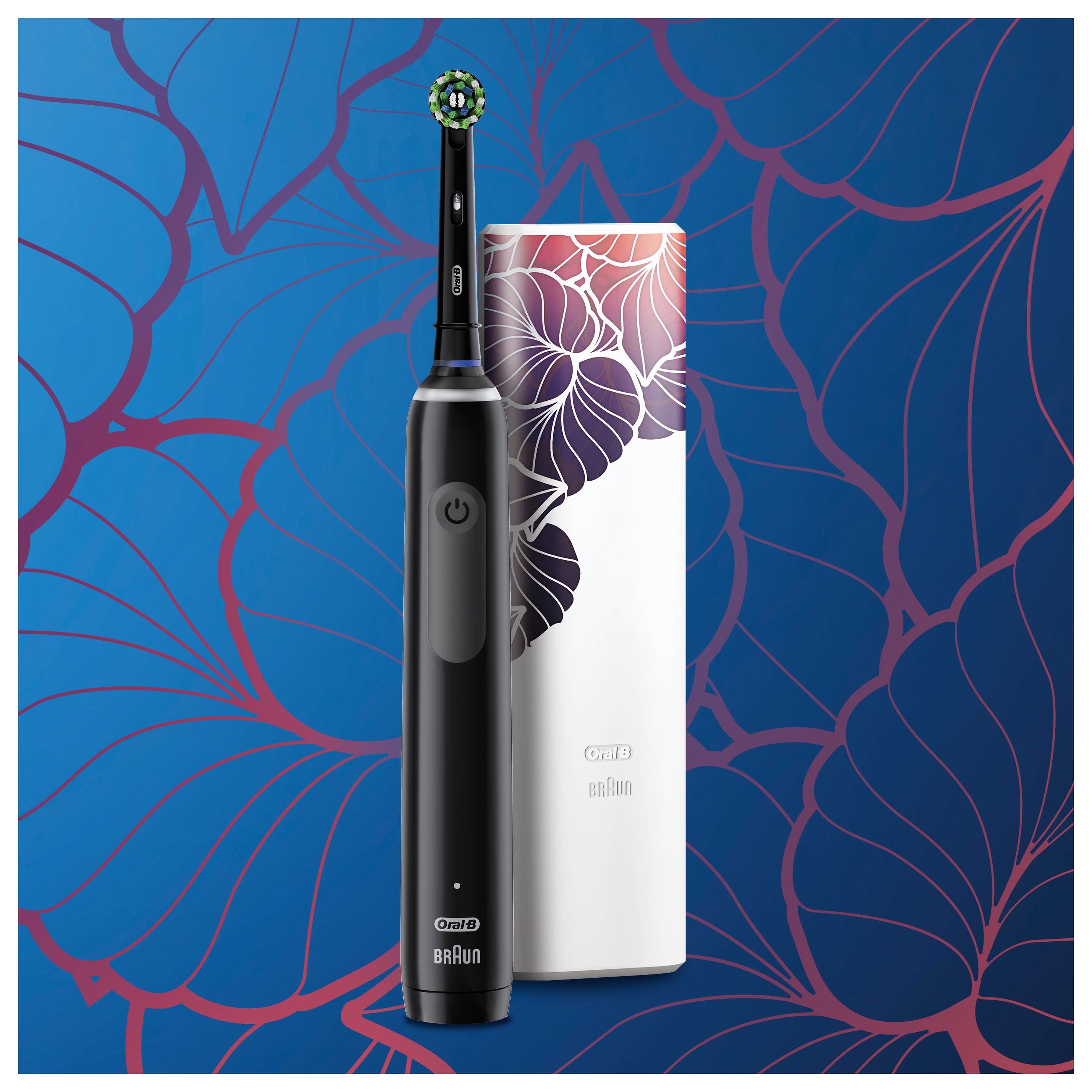 Oral-B - Elektrische Zahnbürste "Pro 3 + Reiseetui Floral Design" in Schwarz