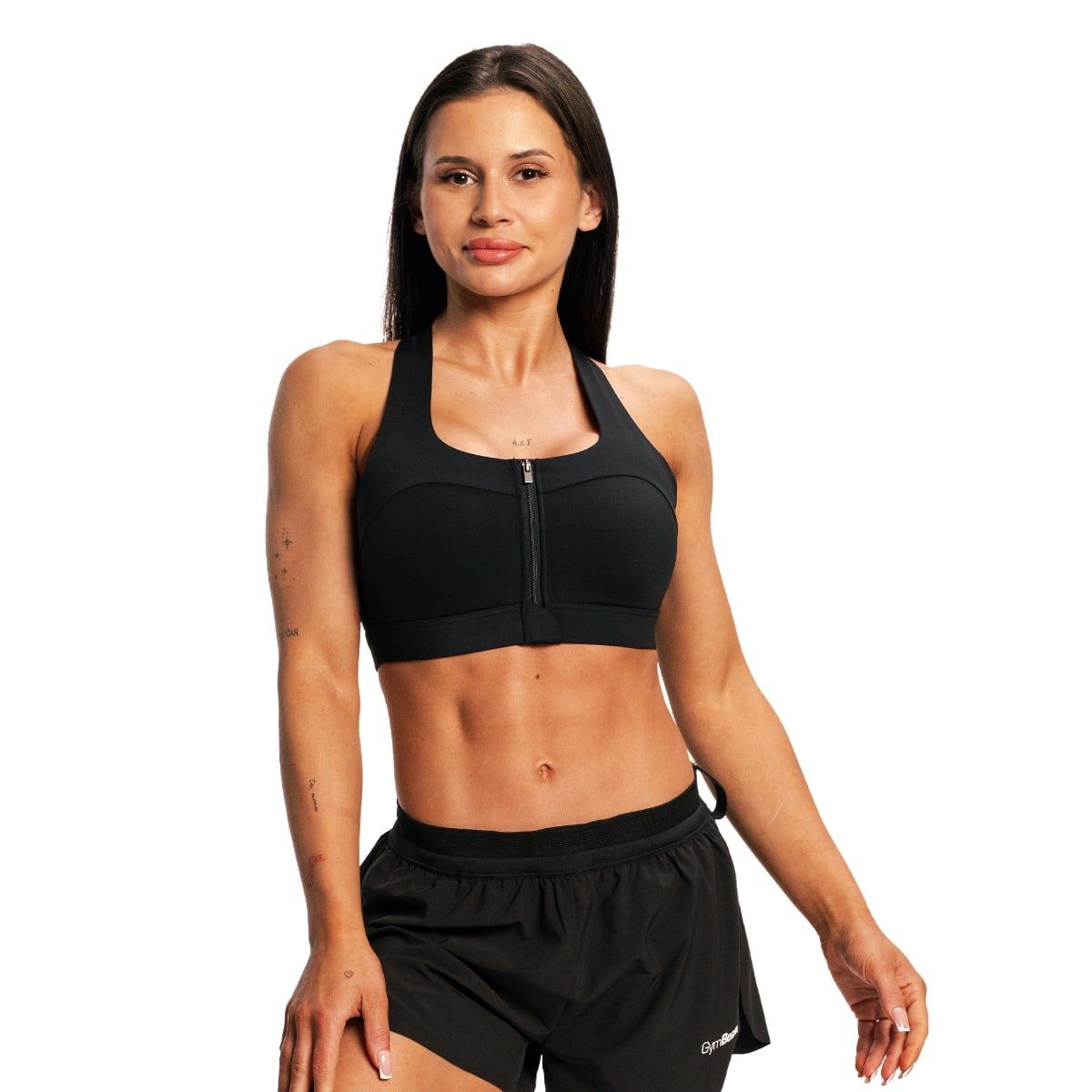 GymBeam Sport-BH Damen Pulse X Running mit Frontreißverschluss Schwarz