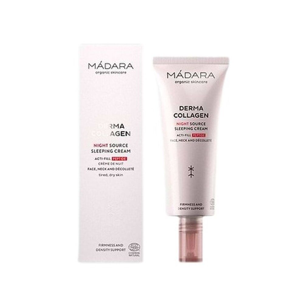 Mádara Derma Collagen Nachtcreme Tube und Verpackung.