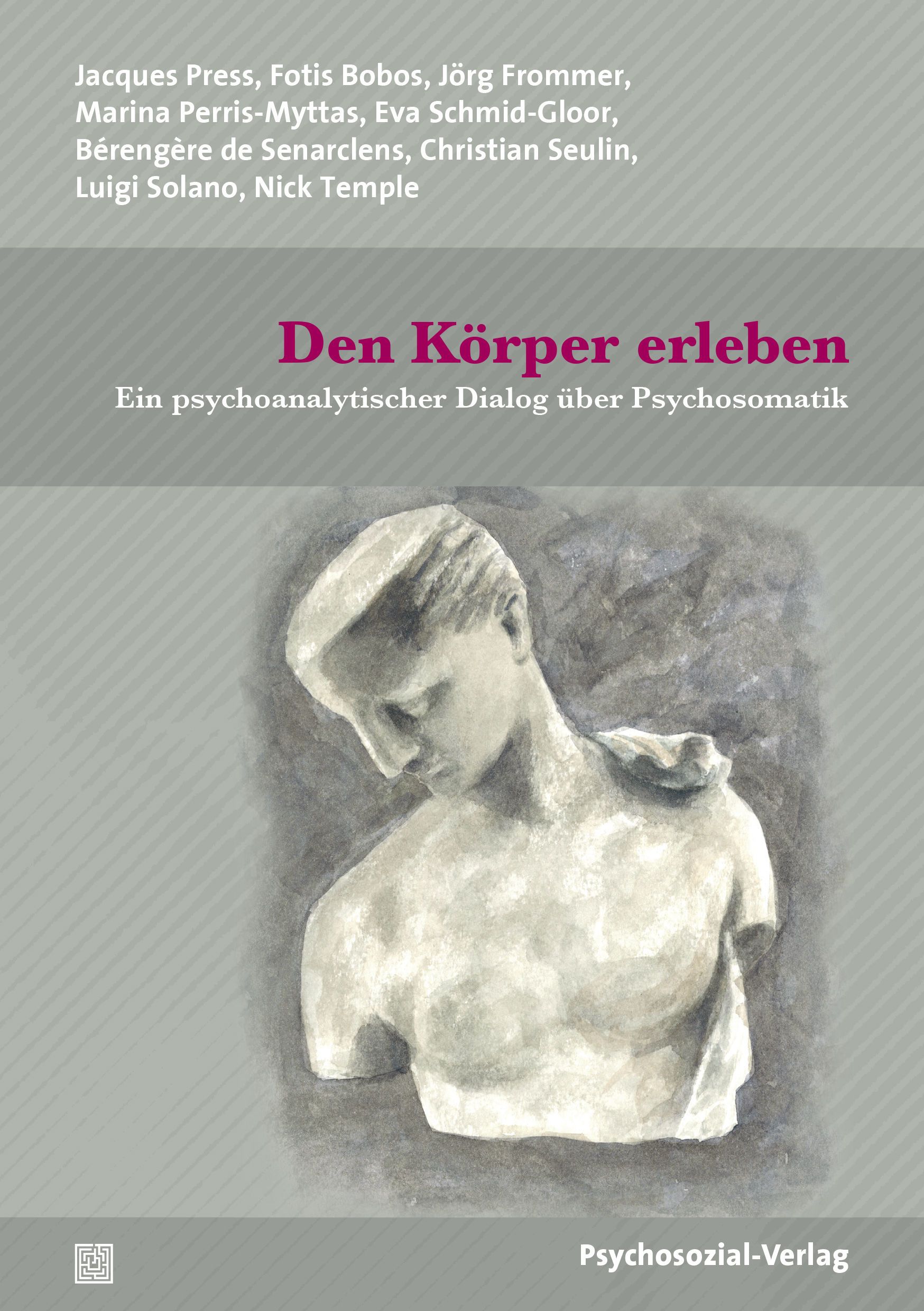 Buchcover: "Den Körper erleben". Titel in Pink. Autorennamen. Illustration einer Büste. Verlag "Psychosozial-Verlag".