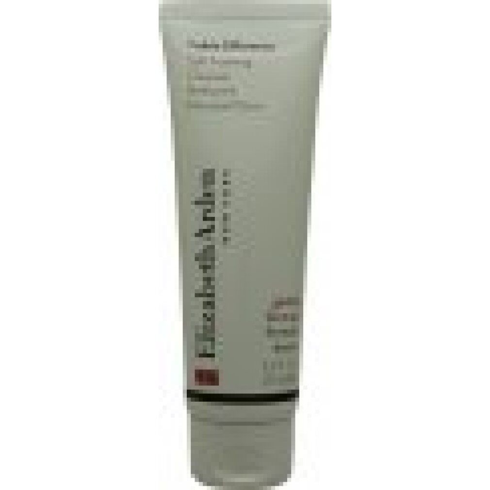 Beige Tube mit schwarzer Schrift. Elizabeth Arden New York, Visible Difference Soft Foaming Cleanser.