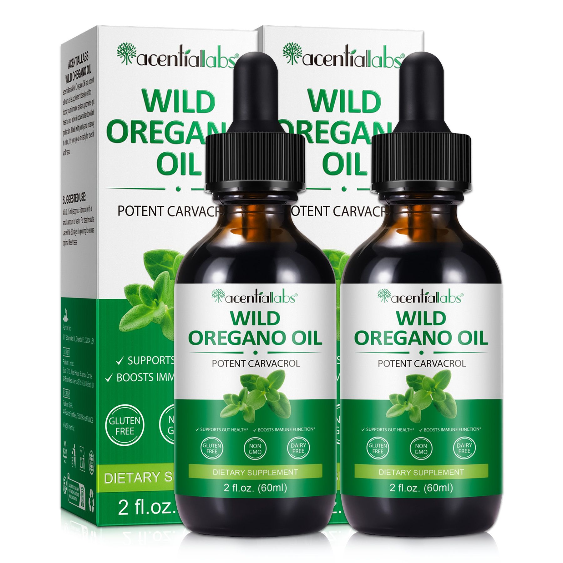 Aliver Wildes Oregano Öl Liquid Tropfen mit Carvacrol Vegan Natur 2x60 ml