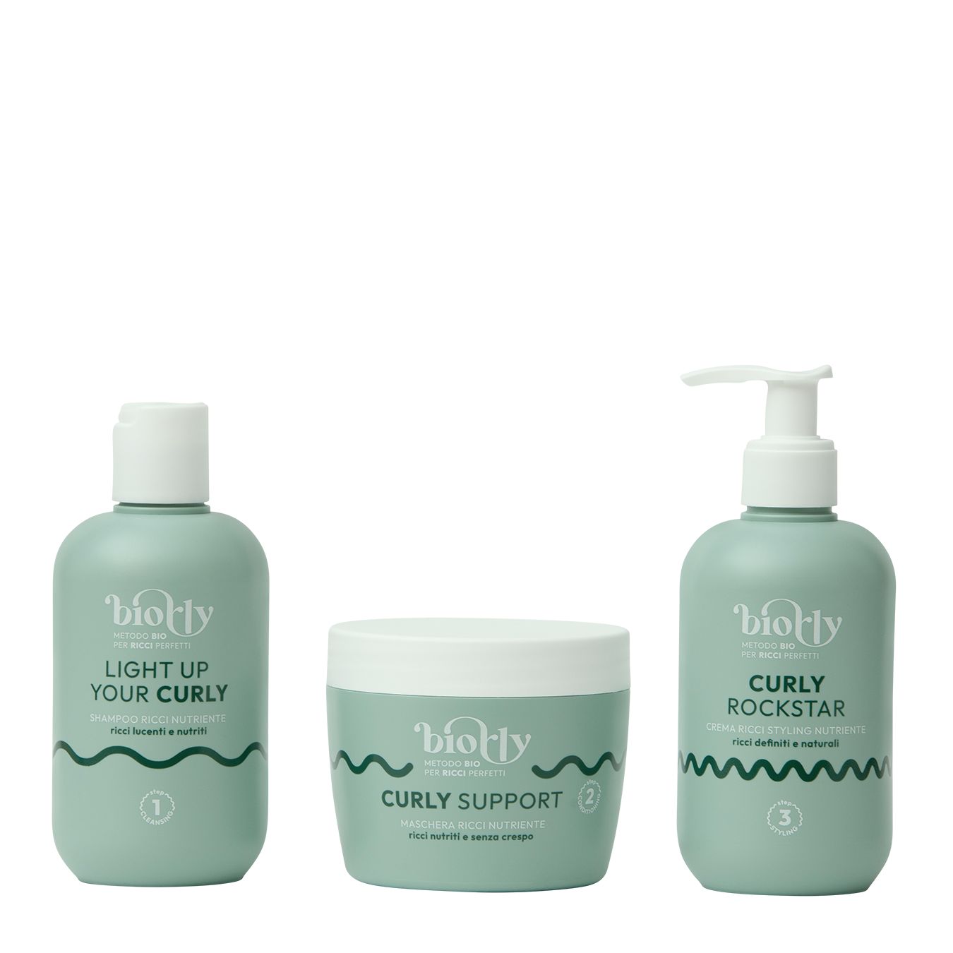Biorly - Shampoo, Maschera, Styling per CAPELLI RICCI - Kit Nutriente AntiCrespo - Metodo Curly Bio