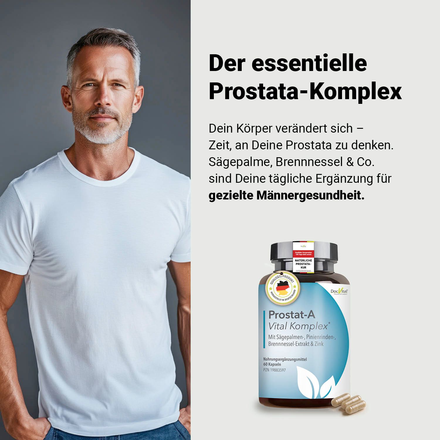 DocVital® Prostata Komplex Kapseln - Sägepalmenextrakt, Kürbiskernextrakt, Zink, Vitamin D3 & mehr