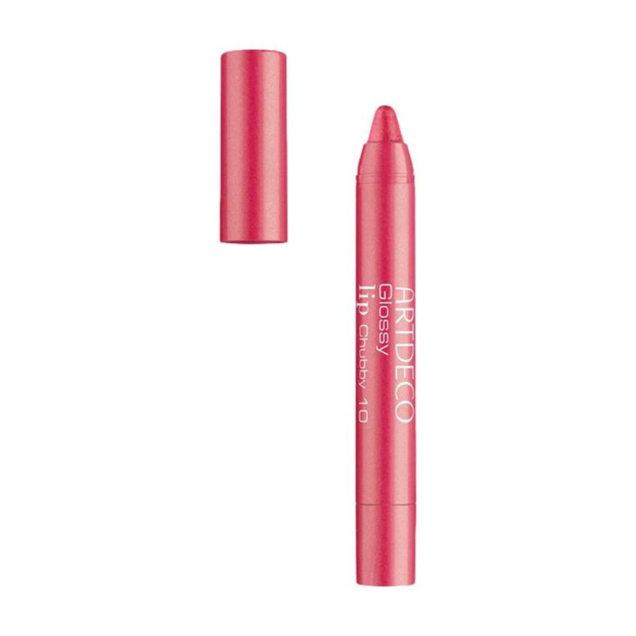 Artdeco Glossy Lip Chubby, rosa Lippenstift mit Deckel. Aufschrift: Glossy Lip Chubby 10.