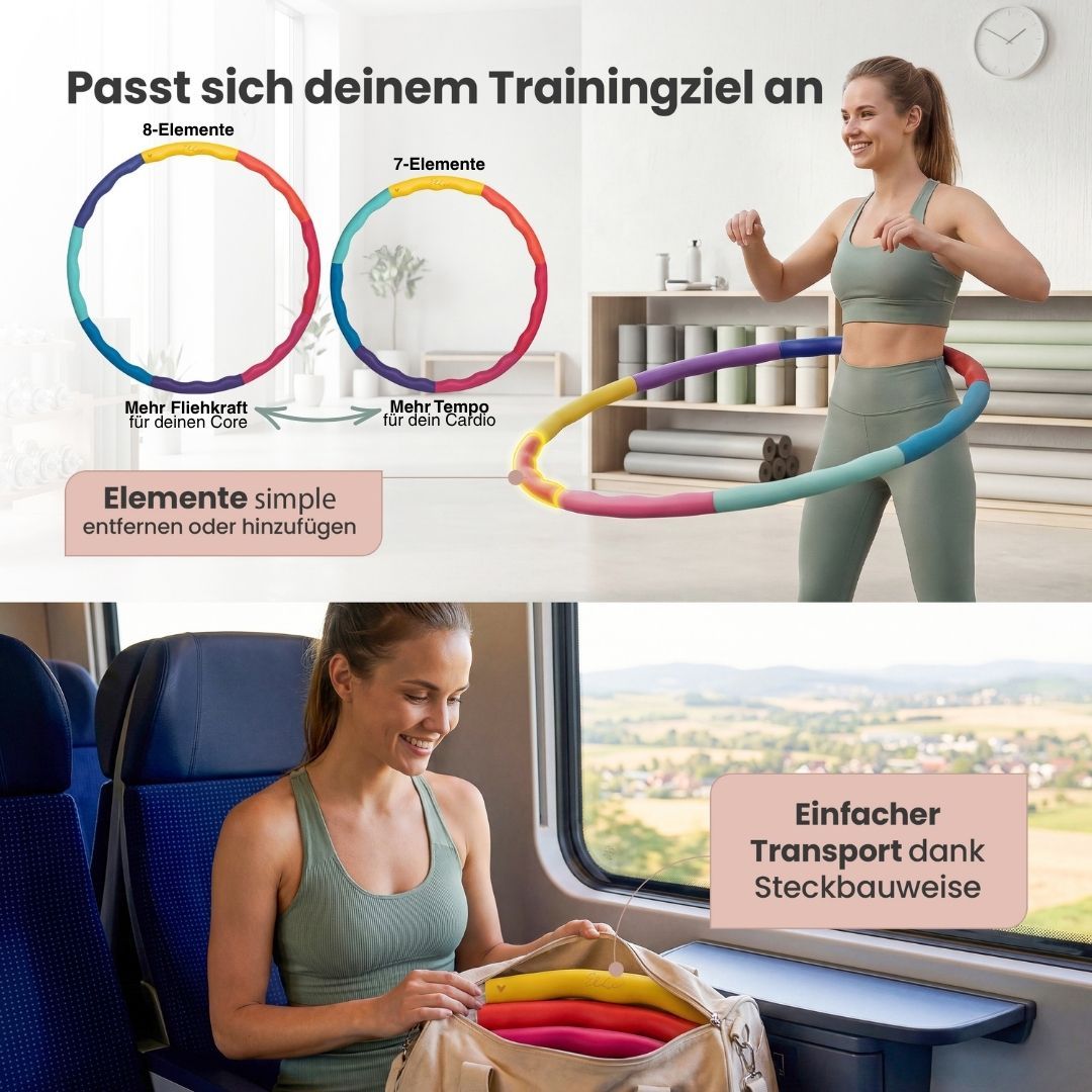 Elli Hoop M - DAS ORIGINAL - Hula Hoop Reifen für Erwachsene, schwarz