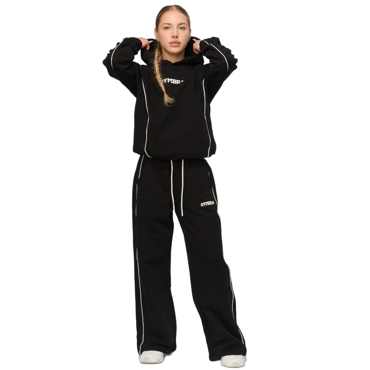 GymBeam Hoodie Damen Oversized mit Kapuze und Taschen Varsity Schwarz