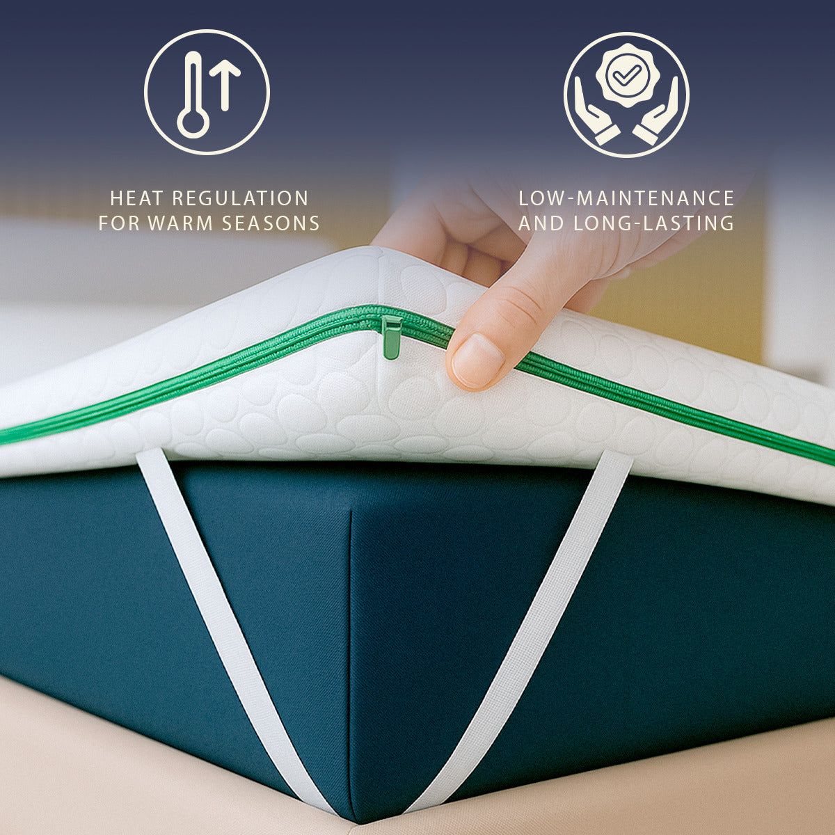 The White Stone Matratzentopper 90x190 aus Memory Foam Breeze mit 9 Zonen | Höhe 5 cm